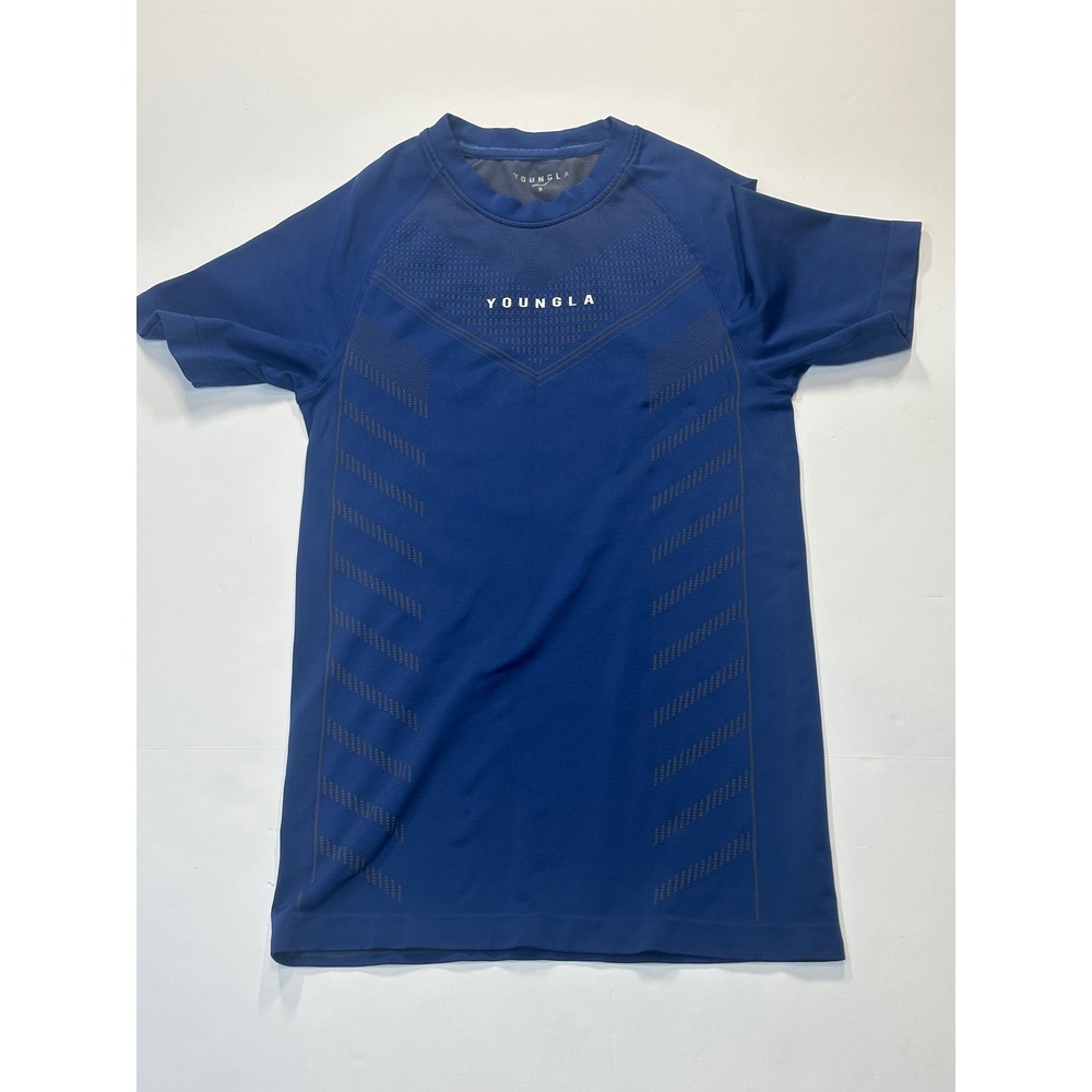 YoungLA 465 Superhero Compression Tee Dark Blue Mens Small Training Shirt